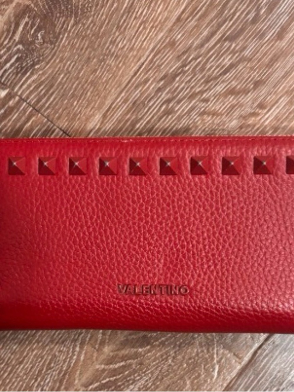 Valentino Red Leather Studded Card Holder